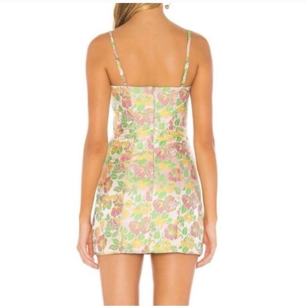Majorelle pink, green & yellow whimsical Floral spaghetti strap Mini Dress 0 - Picture 2 of 7